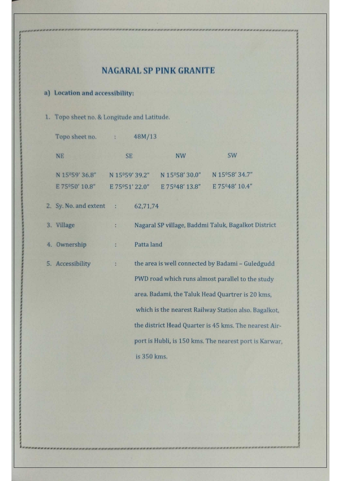 Multi colored Granite Mine in 1000 acres for takeover worth $11.5 Trillion